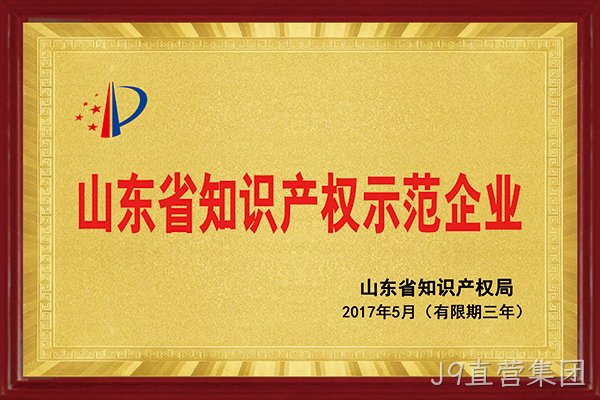 J9直营集团荣获“2017年山东省知识产权示范企业”称号